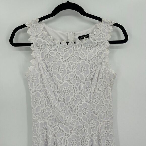 JODI KRISTOPHER White Floral Lace Sleeveless Fit & Flare Mini Dress Size 3 - Picture 4 of 8